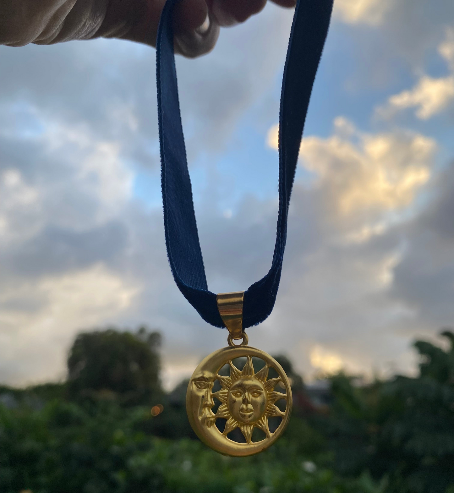 Sun π Moon π Blue Velvet Choker
