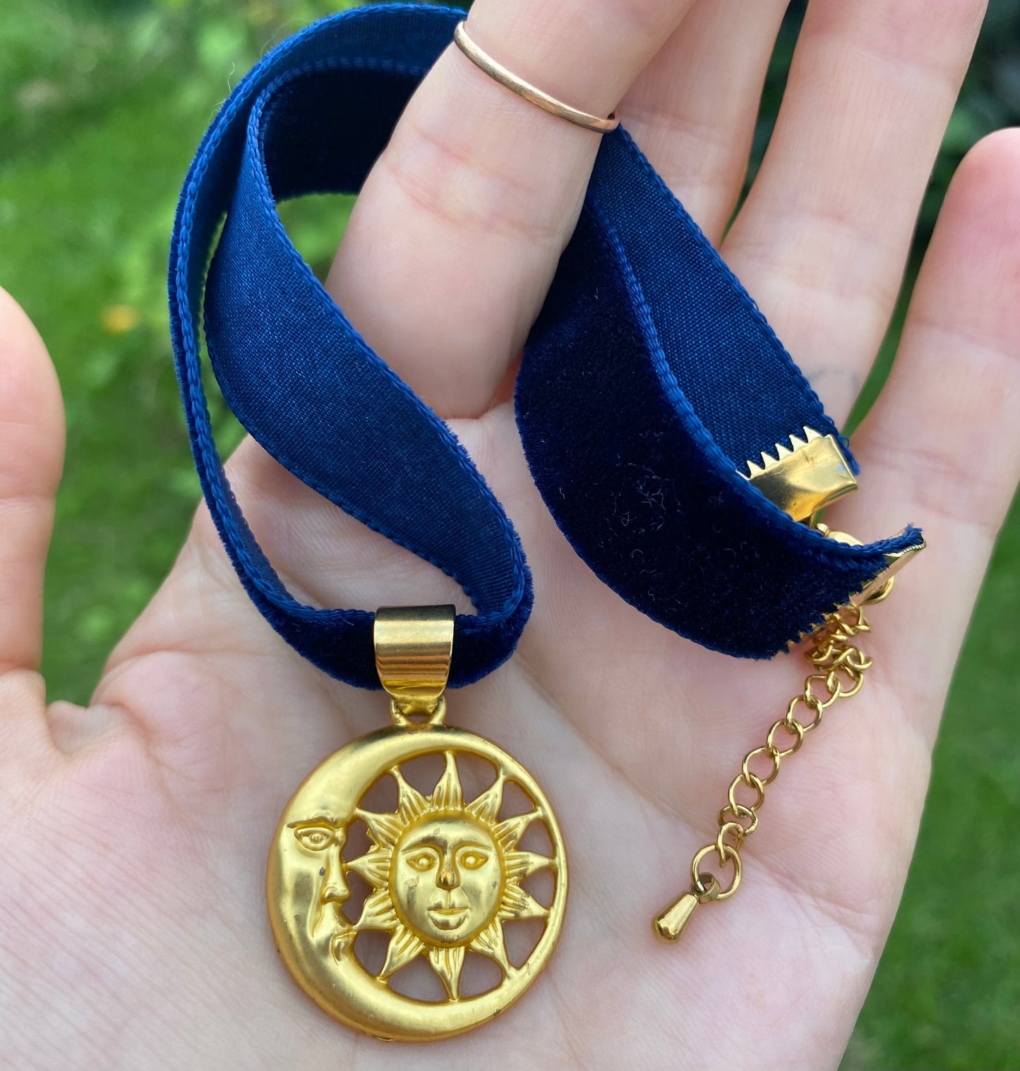 Sun π Moon π Blue Velvet Choker