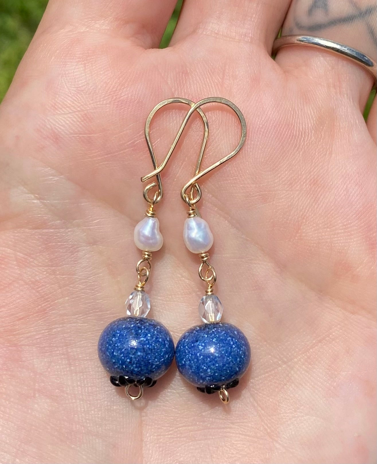 Blueberry Keshi Pearl Earrings